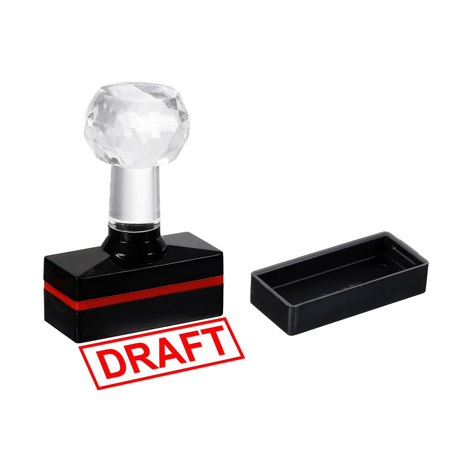 Draft Stamp Self Inking, Red Ink Office Stamps Pre Inked, Black