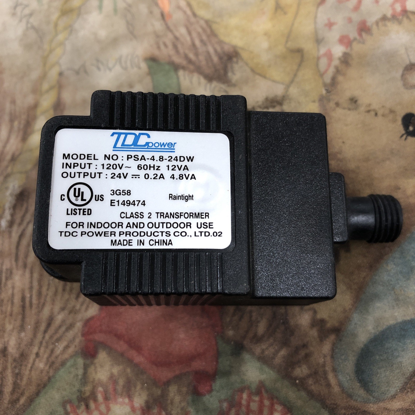 RARE TDC POWER PSA-4.8-24DW,FOR INDOOR & OUTDOOR USE 24VDC .2A 4.8 WATTS TESTED