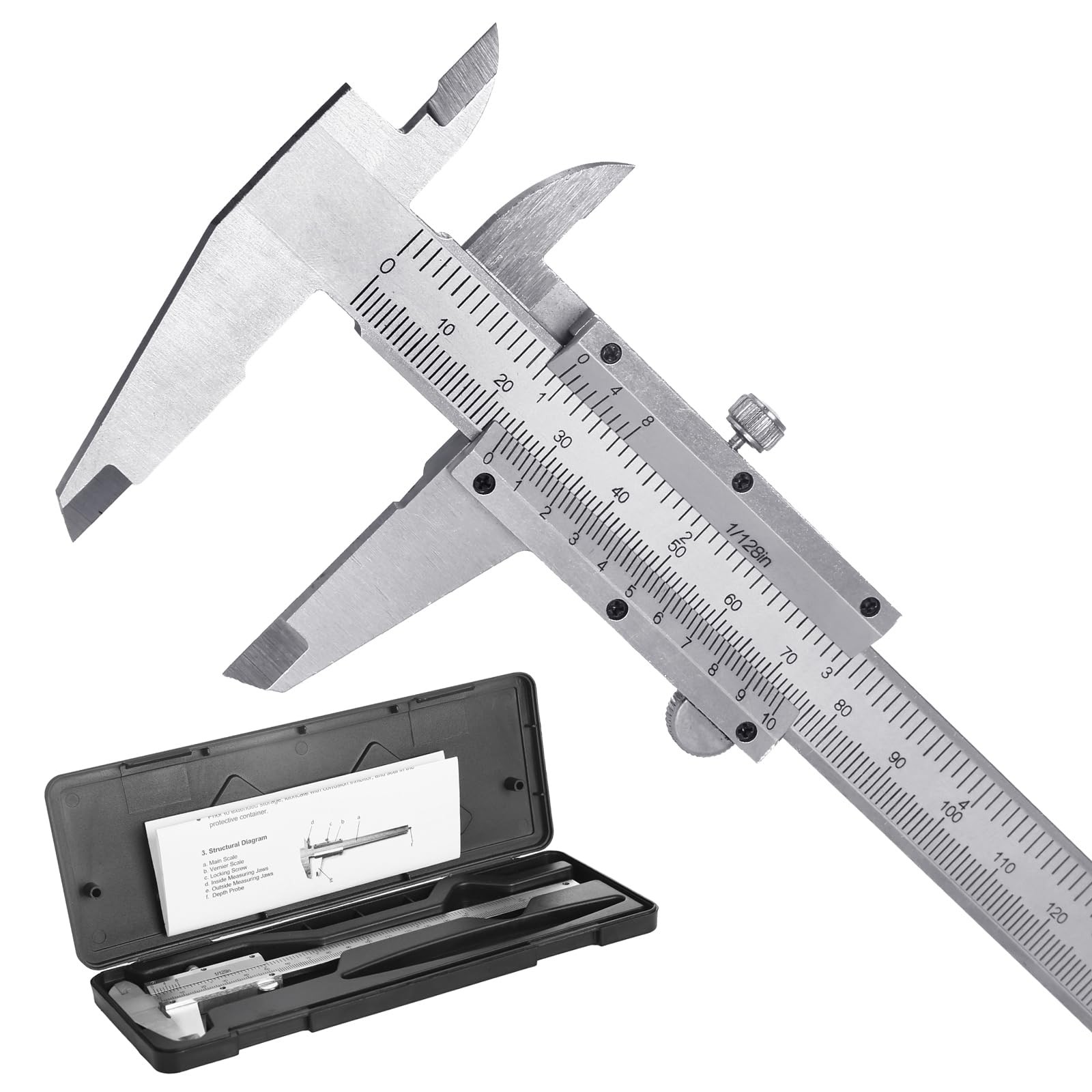 6-Inch/150mm Vernier Caliper Measuring Tool, Fractional Calipers,...