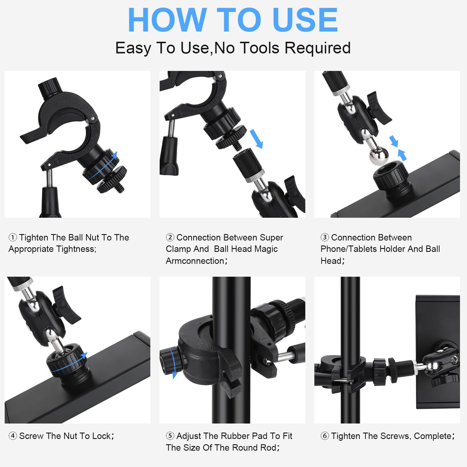 TH-01 Tablet Holder for Mic Stand 4.7-13.5"