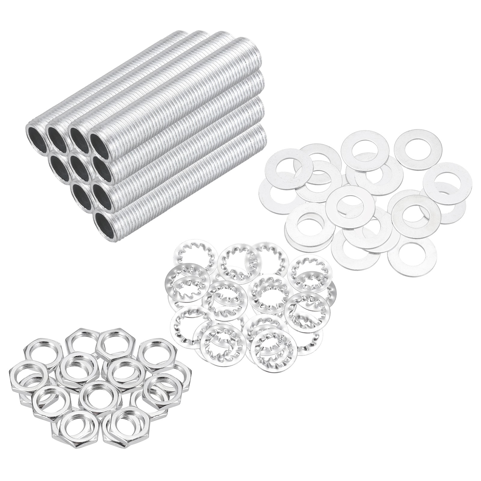 70Pcs 1.2" Lamp Pipe Kit with Nuts Washers 1/8IP Thread Fasteners Assortment