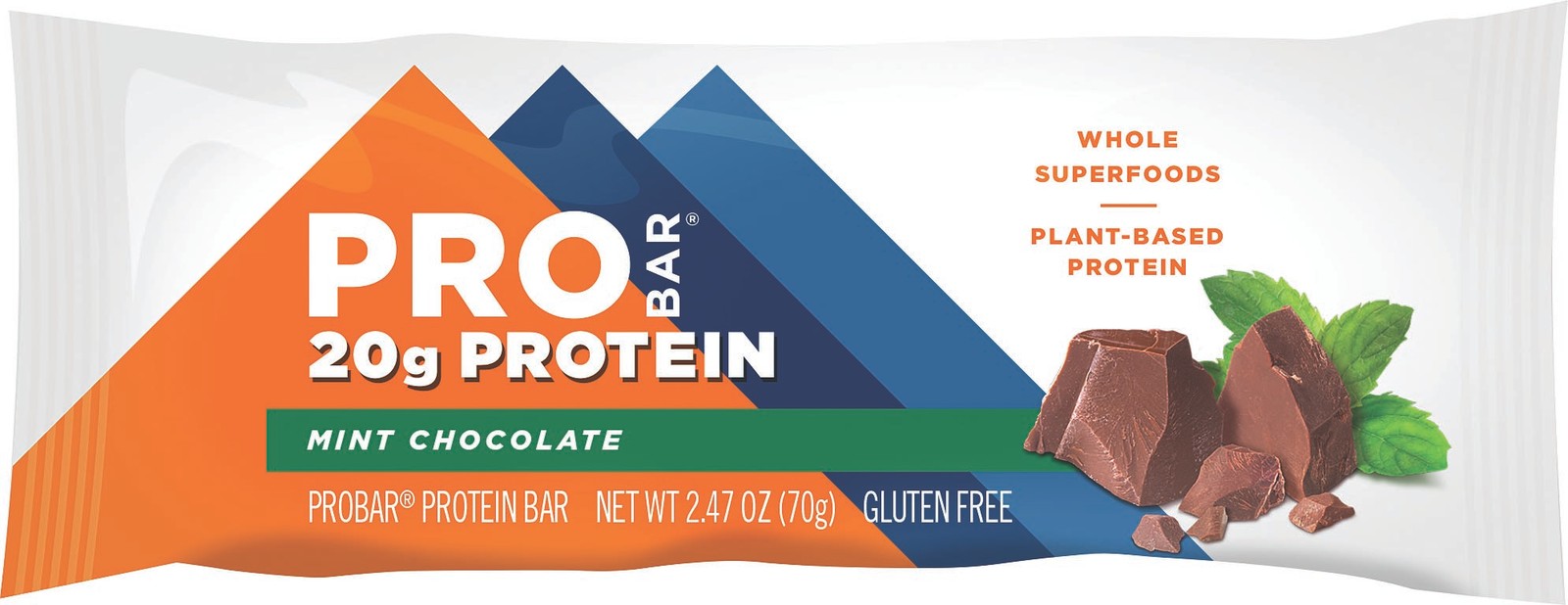 Probar Base Choco Mint Protein Bar - Gluten-Free, 20g Protein, Omega 3&6 Energy