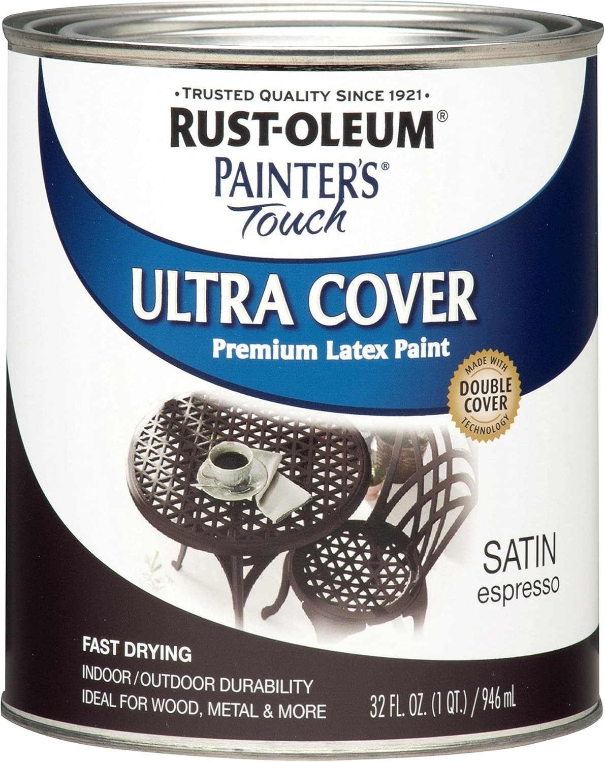 Rust-Oleum 242018 Painter's Touch Latex Paint, Quart, Satin Espresso, 1 Quarts