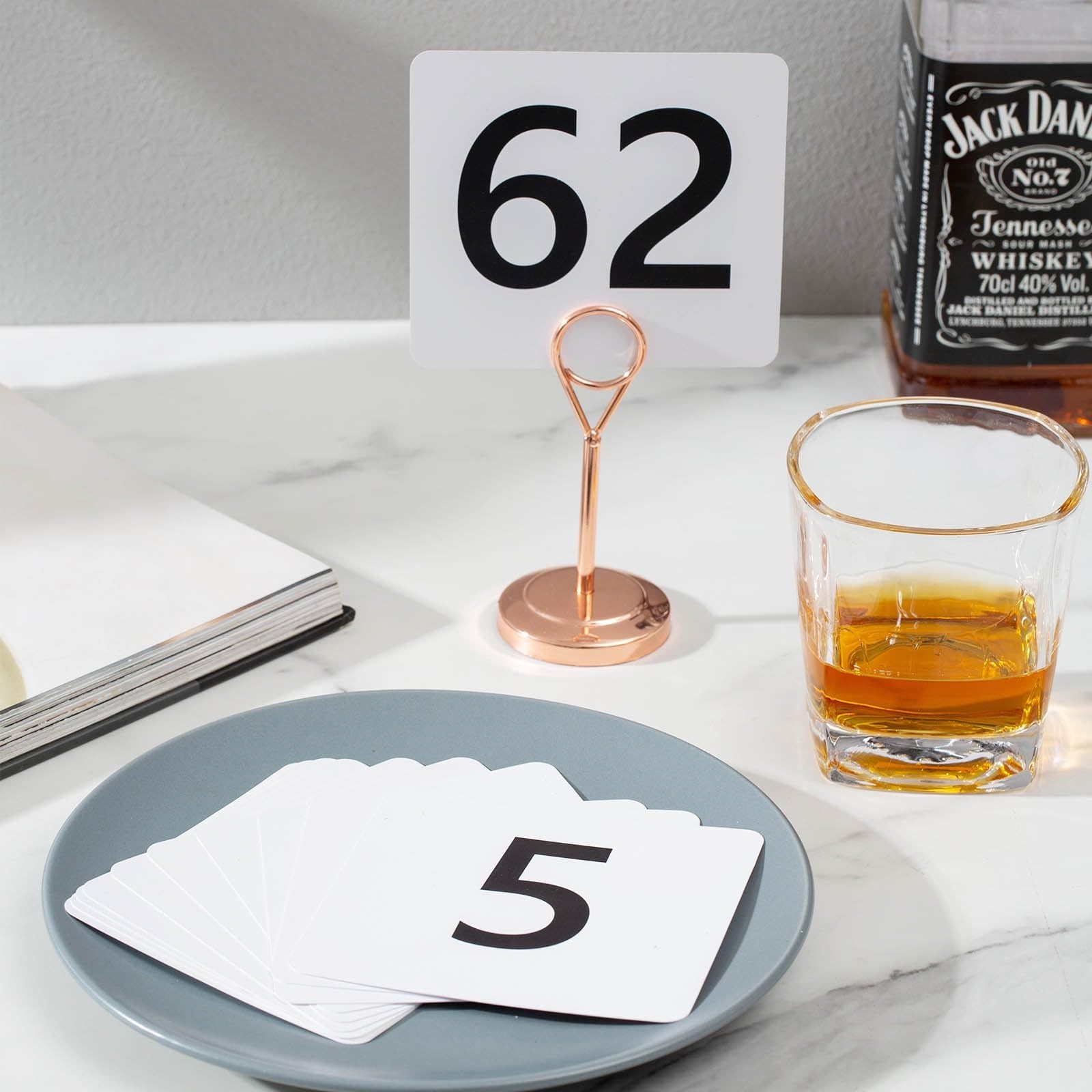 Toncoo 50Pcs Table Numbers 1-50, 3.7x4 Inch Plastic Table Numbers, Double Sid...