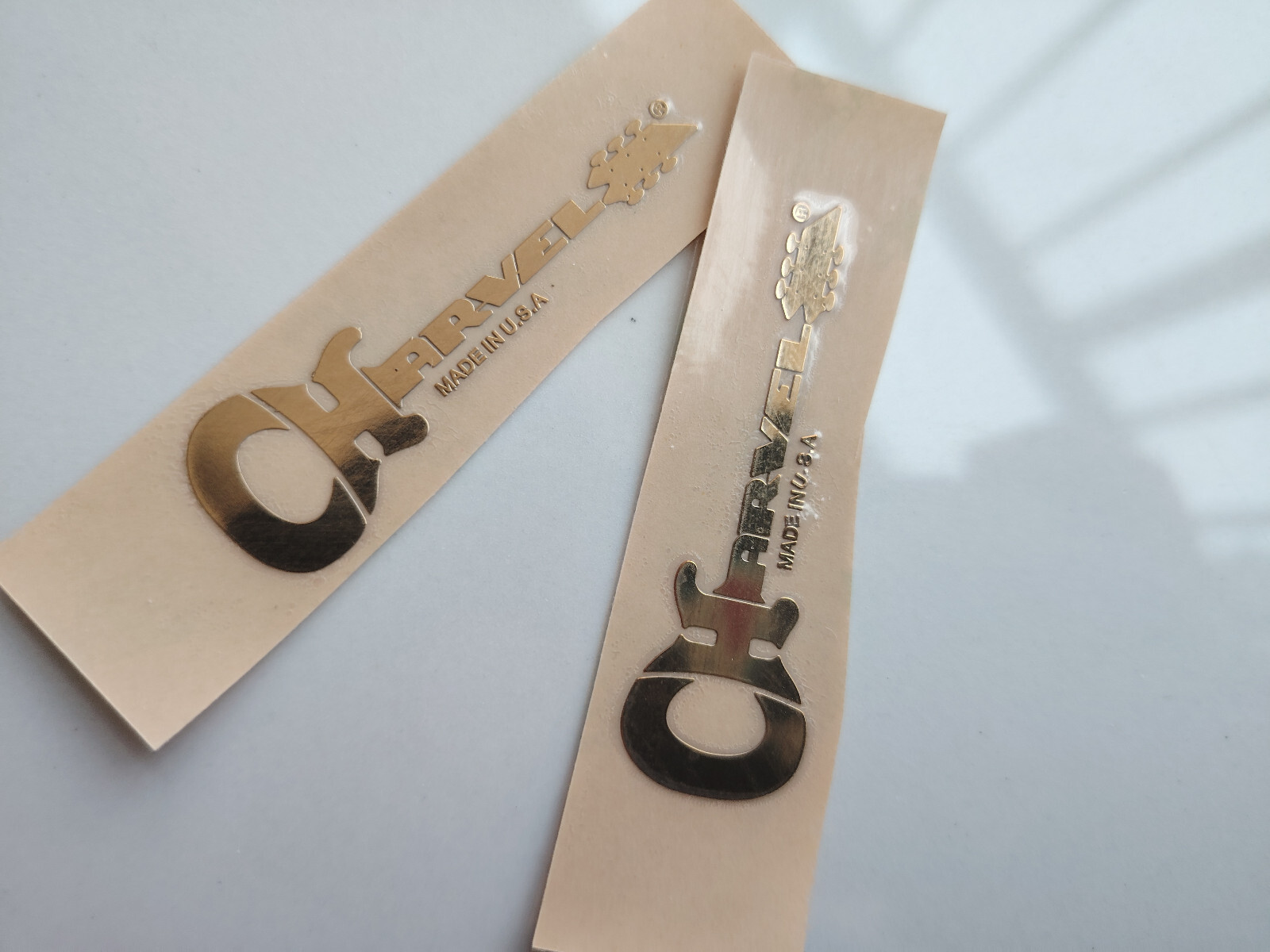 2Pcs Charvel Electric Guitar Neck Headstock Metal Stickers Self-Adhesive Golden