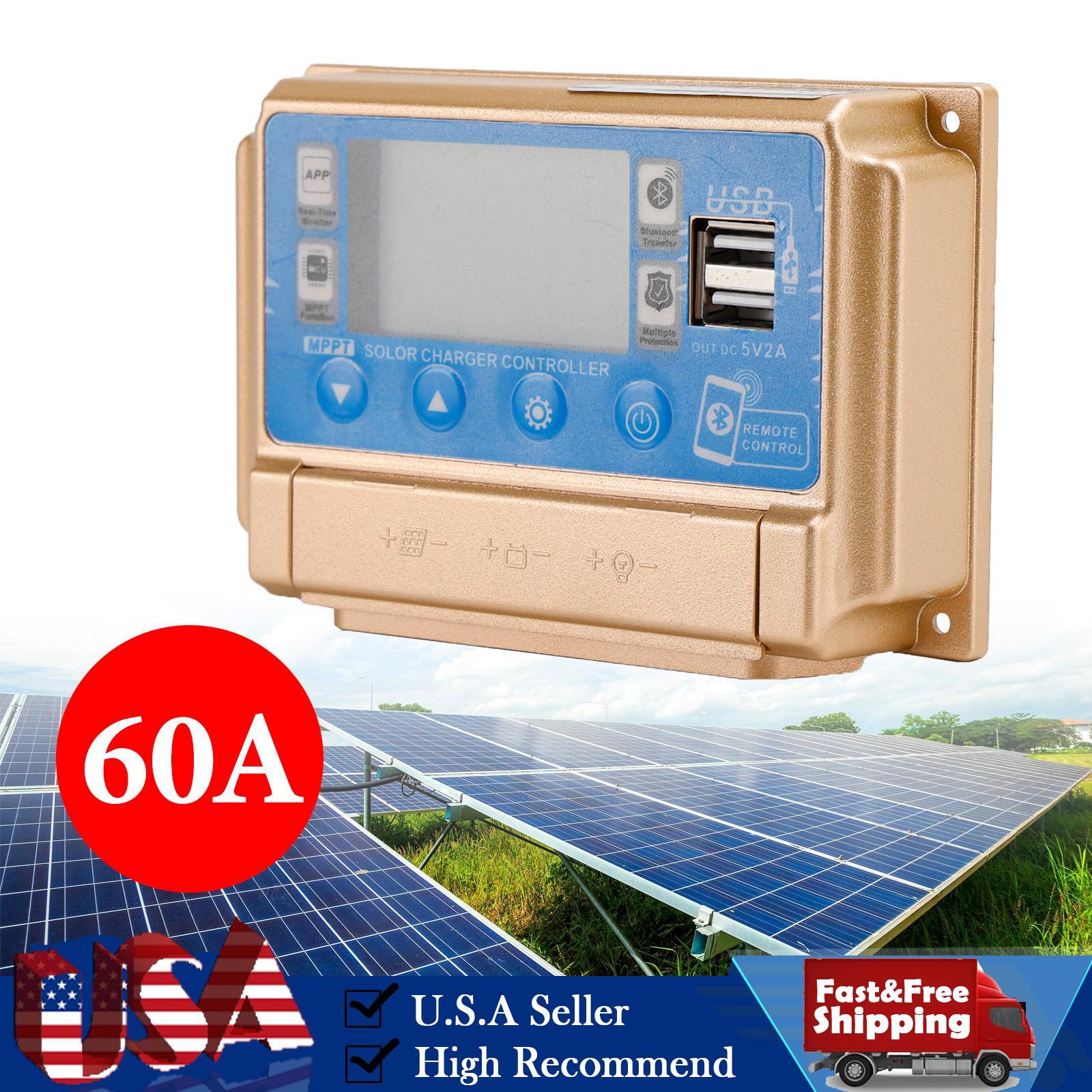 60A MPPT Bluetooth Solar Charge Controller Charger 12V/24V Battery Gold