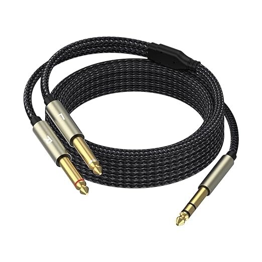 6.35mm Stereo Cable, Audio Cord, 10FT, 1/4 TRS to Dual 10 FT - 1pack, Black