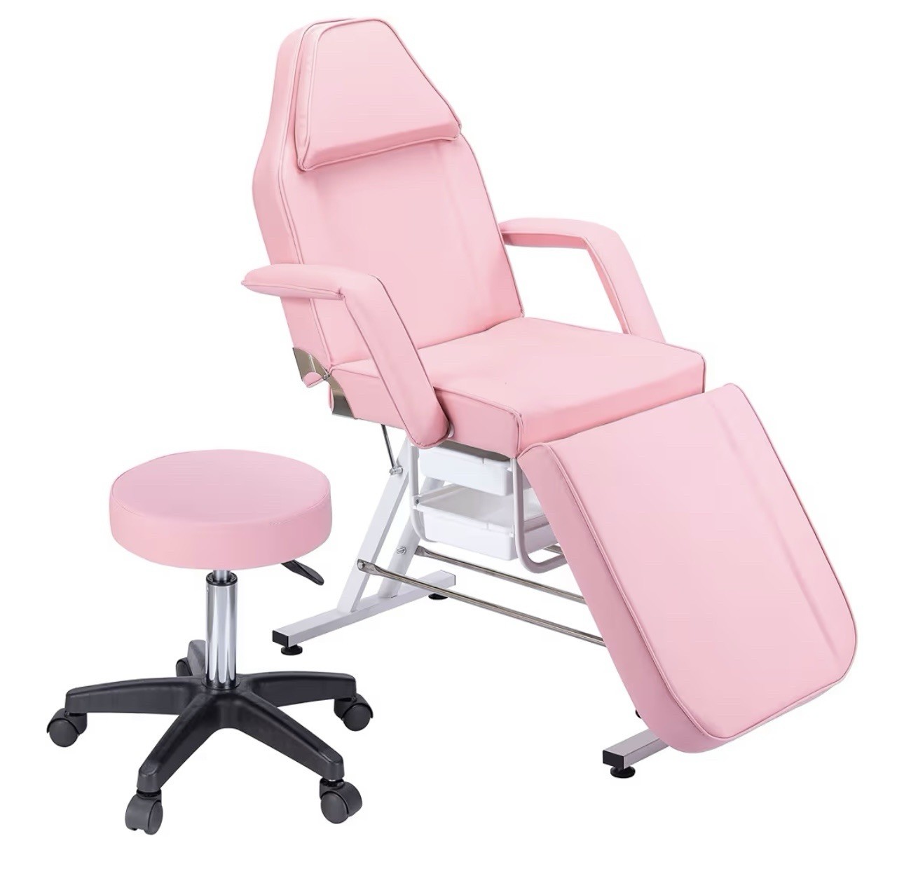 Adjustable Folding Salon Bed with Hydraulic Stool