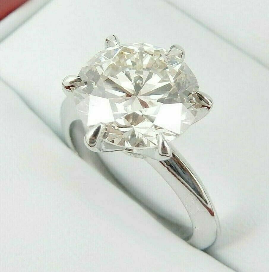 5 Ct. Off White Round Heated & Pressure Treated Diamond Solitaire Ring in Silver