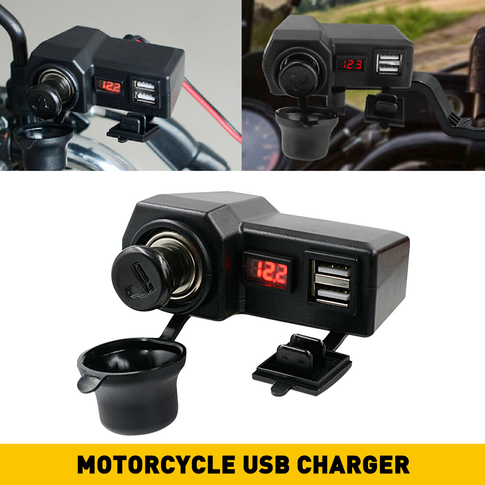 Waterproof Dual USB 12V Motorcycle Handlebar Power Phone Charger Outlet Socket