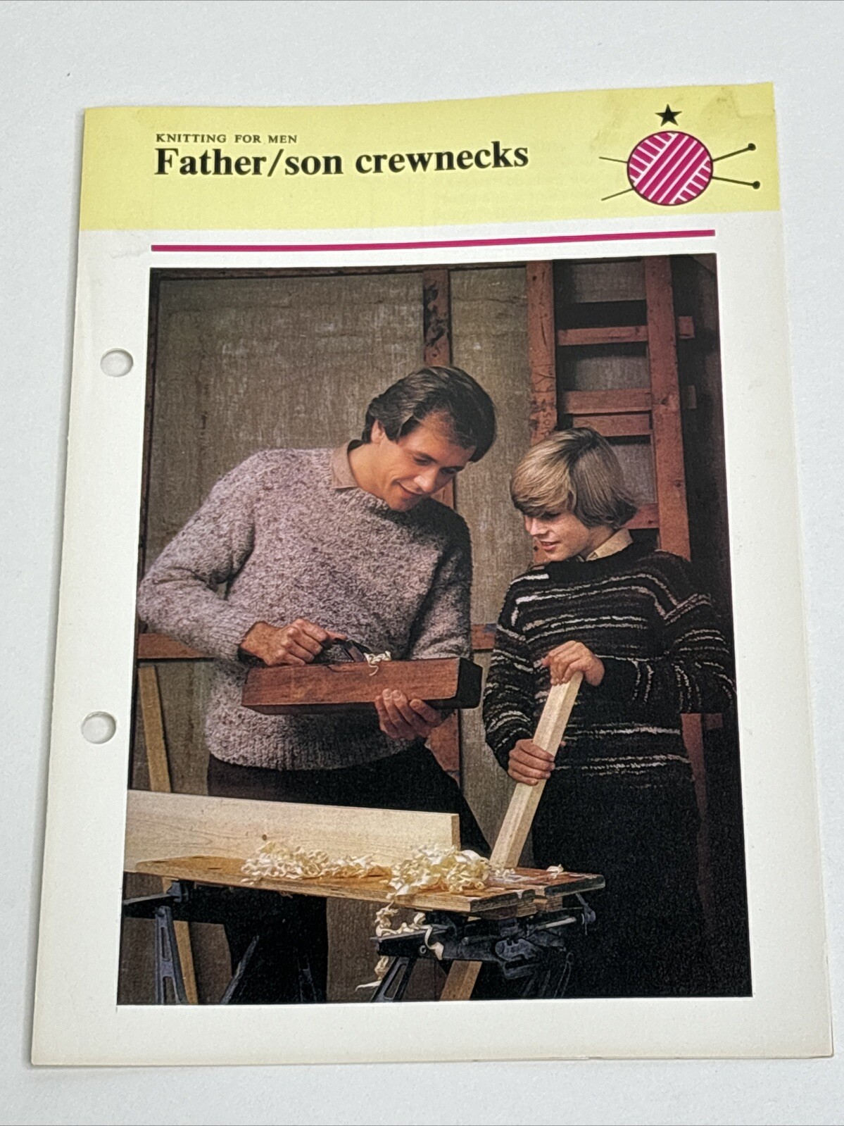 Crewnecks Father & Son Sweater Knitting Pattern Card