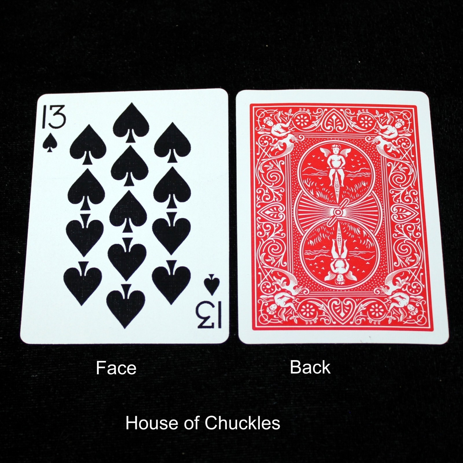 13 of Spades, Bicycle Printed Gaff Card, Red