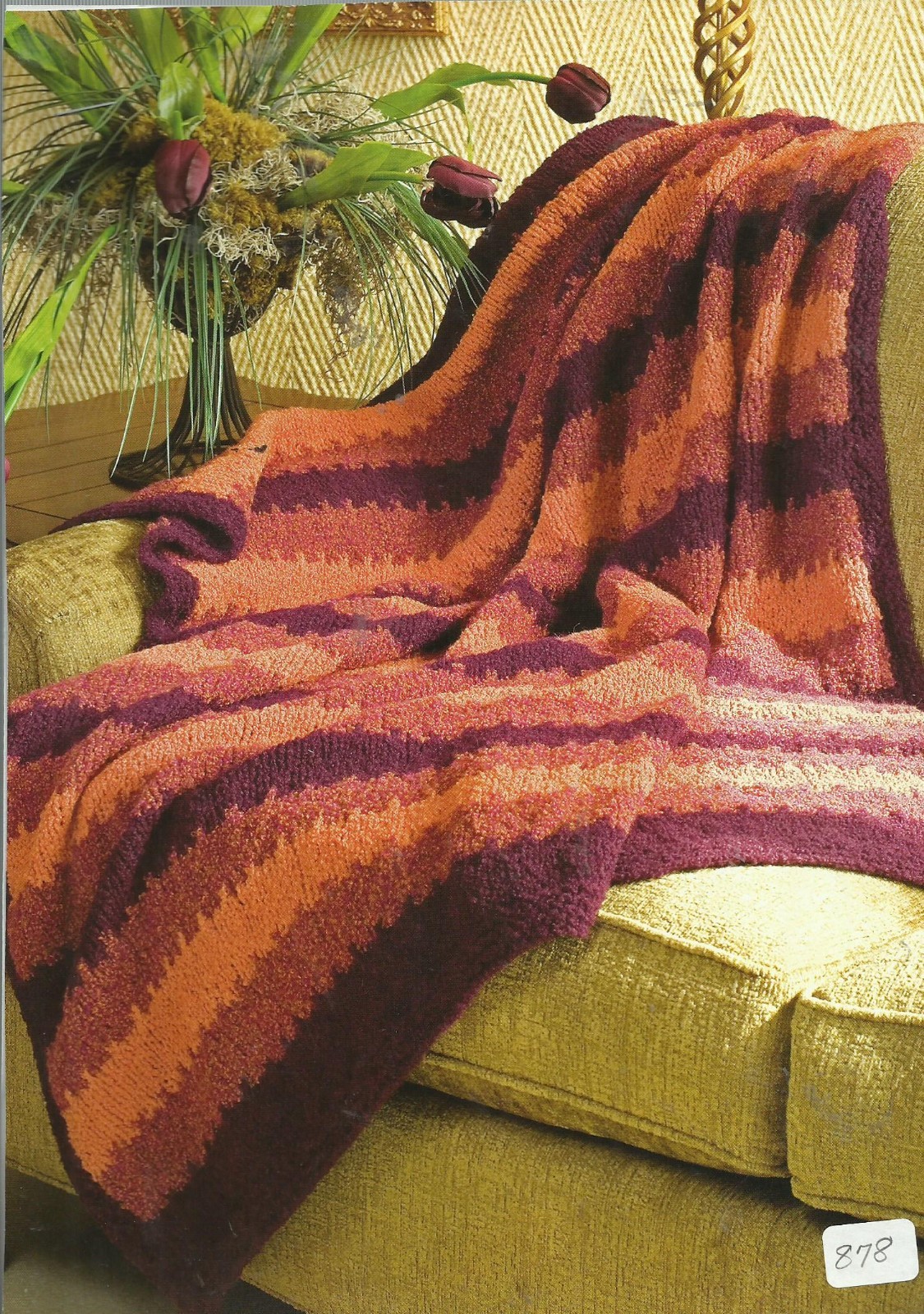 C0740 SAWTOOTH STRIPES AFGHAN KNITTING PATTERN/INSTRUCTIONS
