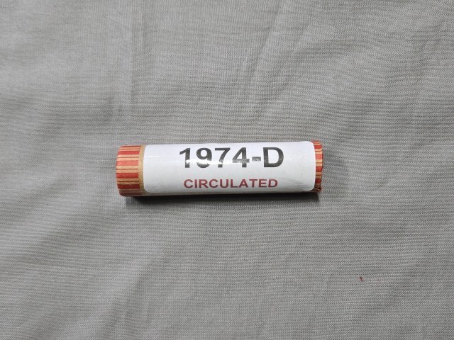 1974 D Lincoln Memorial Cent Roll 50 circulated coins