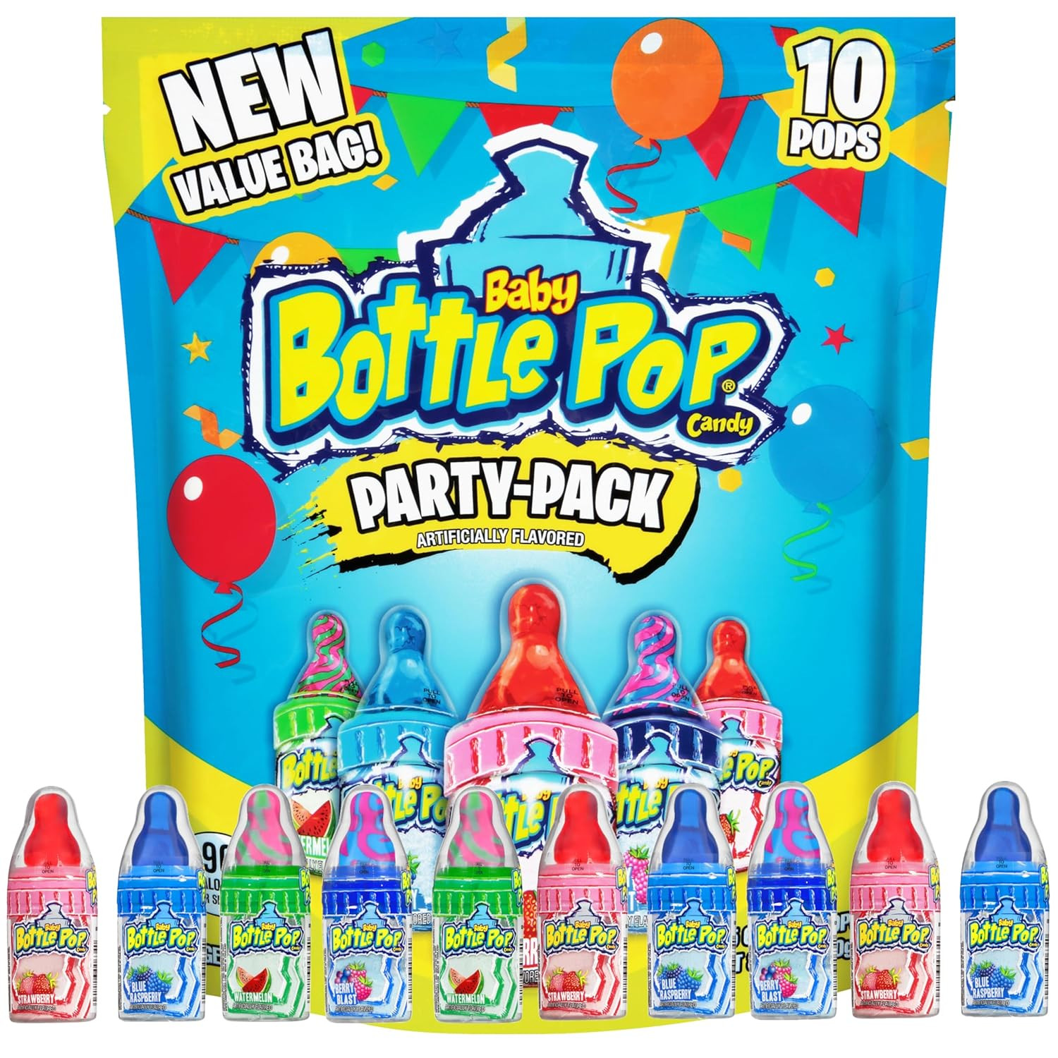 Baby Bottle Pop Christmas Candy Variety Pack - 10 Ct Bulk Lollipops with Dipping