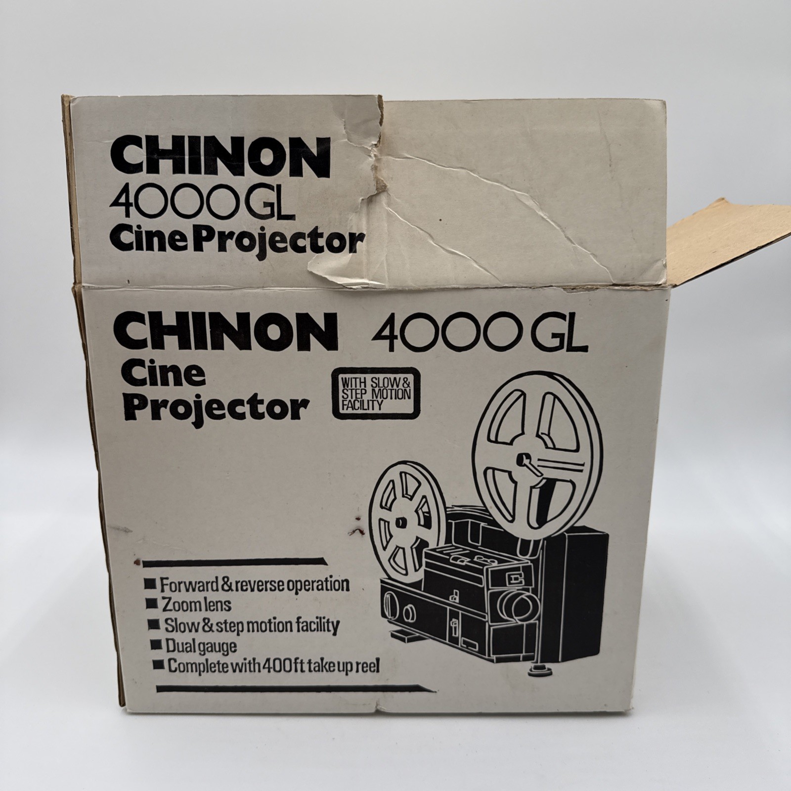 Chinon 4000GLl 8mm/Super 8 Cine Projector with, Power Cord, & Box