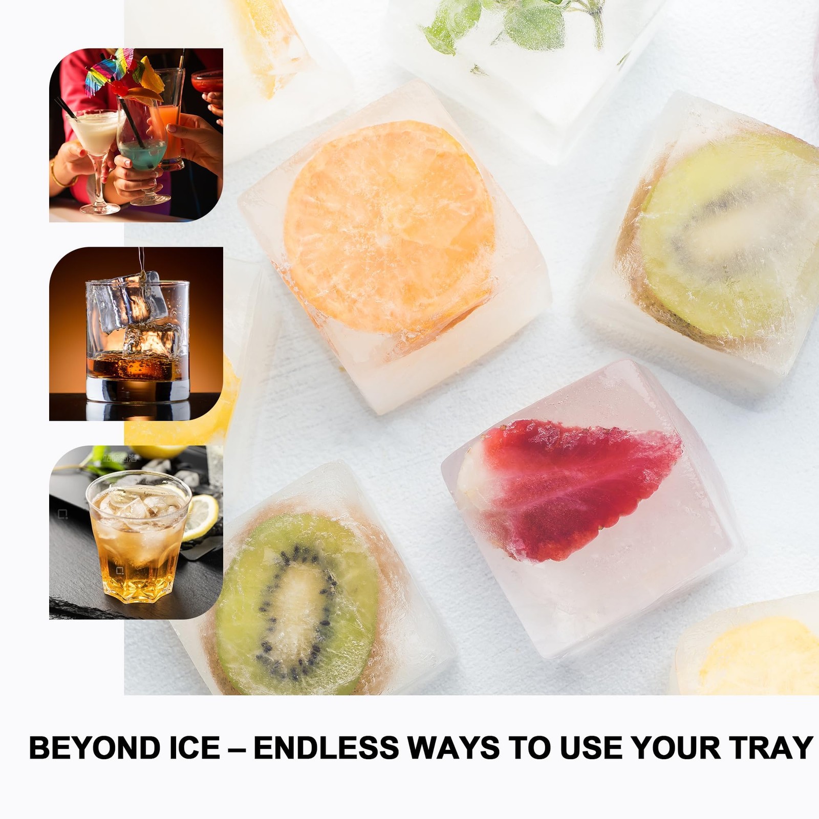 VLM 3 Packs Large Ice Cube Molds with Stackable Molds, Neutral