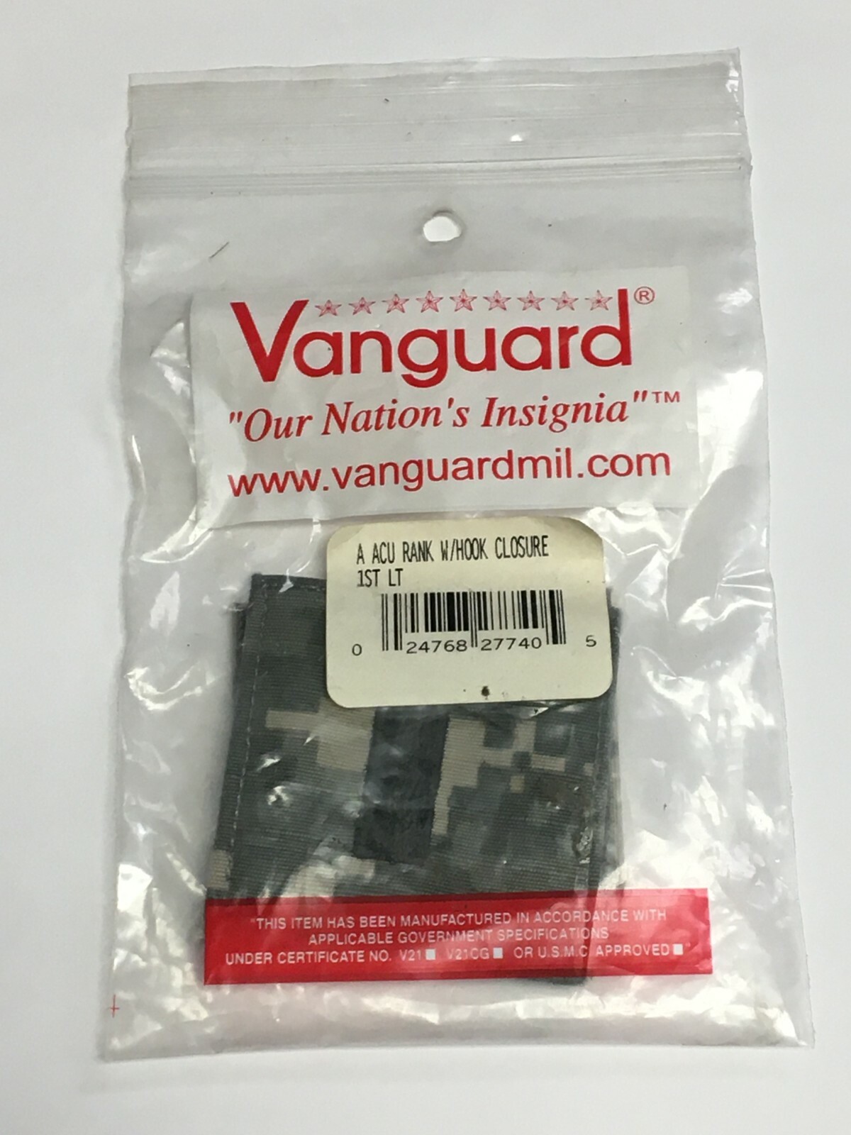 New ACU Vanguard Hook and Loop First Lieutenant Patches *mocinc.1982*