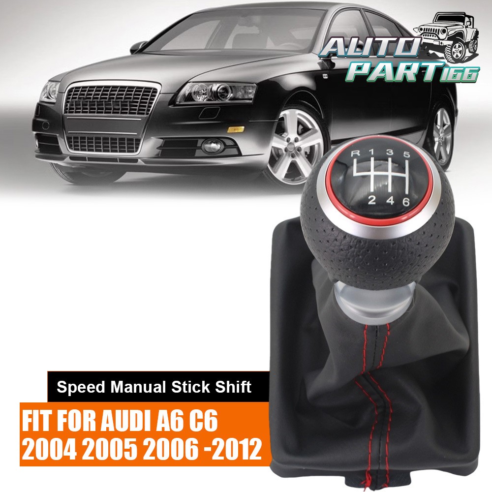 6 Speed MT Gear Shift Knob with PU Gaiter Boot For Audi A6 C6 2004 -2012
