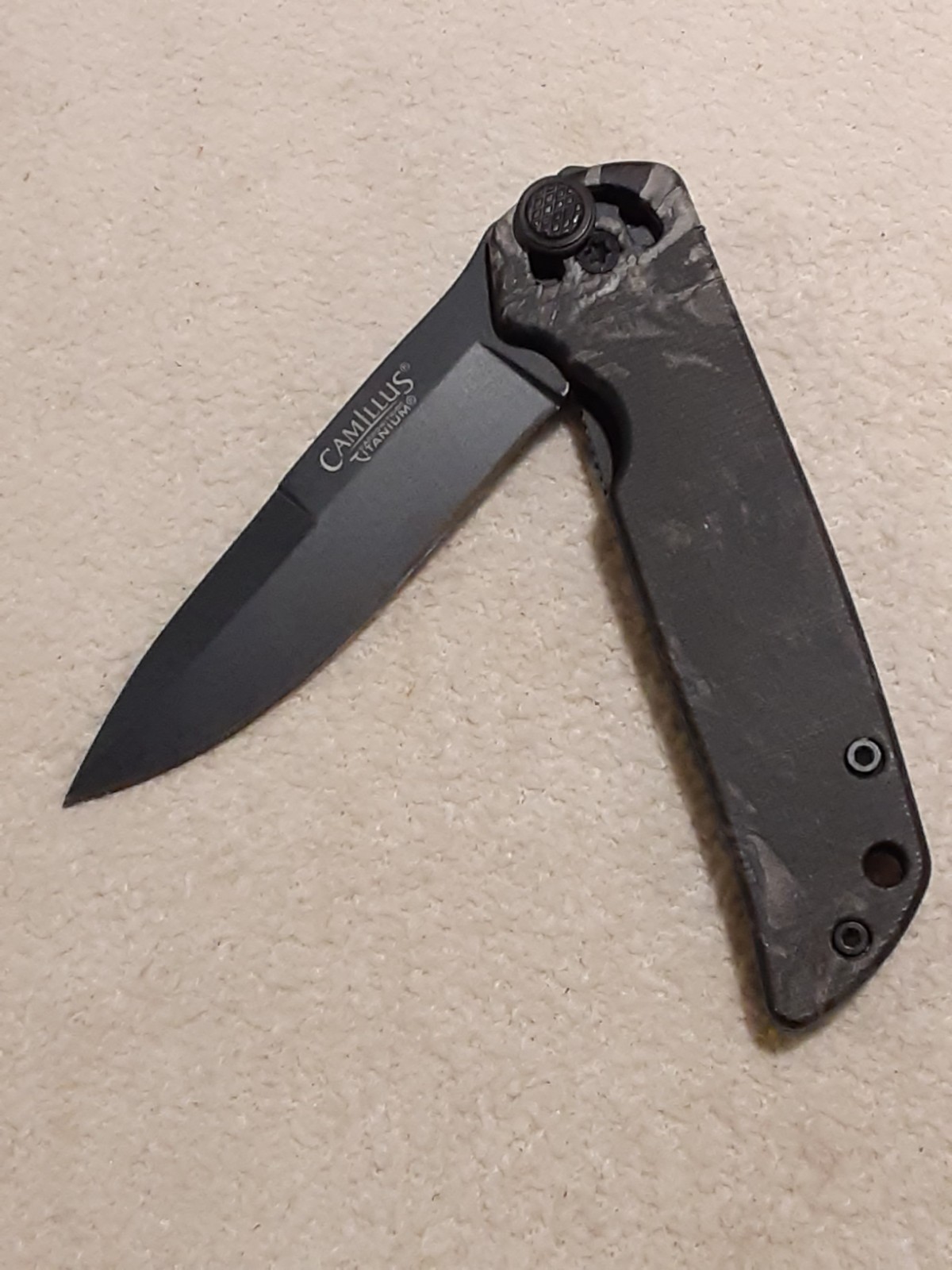 Camillus Cuda Mini 6.75 inch Folding 3" Blade Knife Prym1 Camo 420 Steel  UNUSED