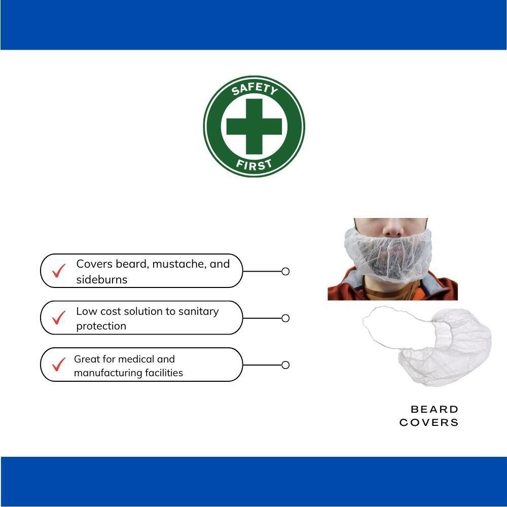 Beard Nets Spun bonded Polypropylene White Piecesage of 500