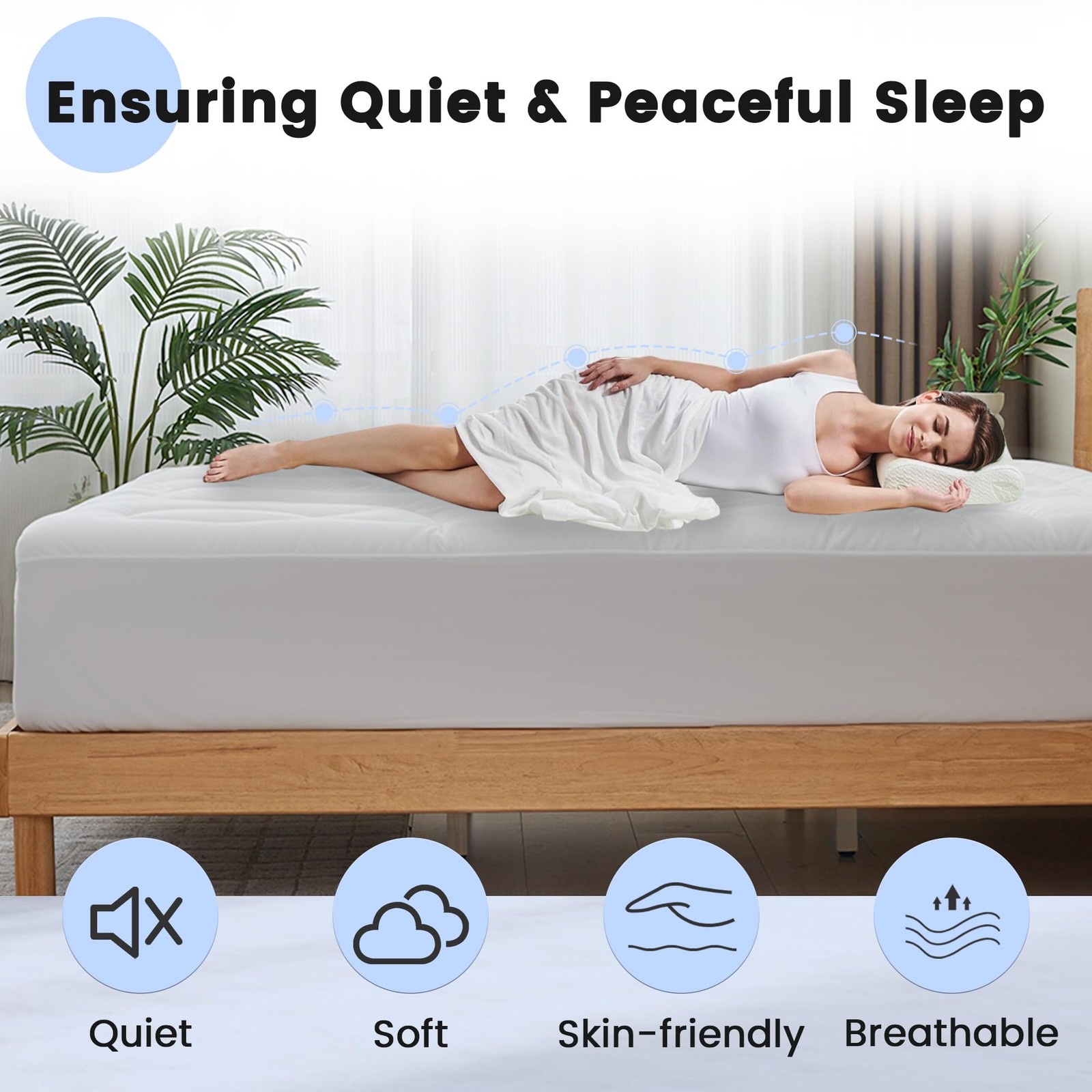 Waterproof Mattress Pad Full, Quilted Fitted Full White