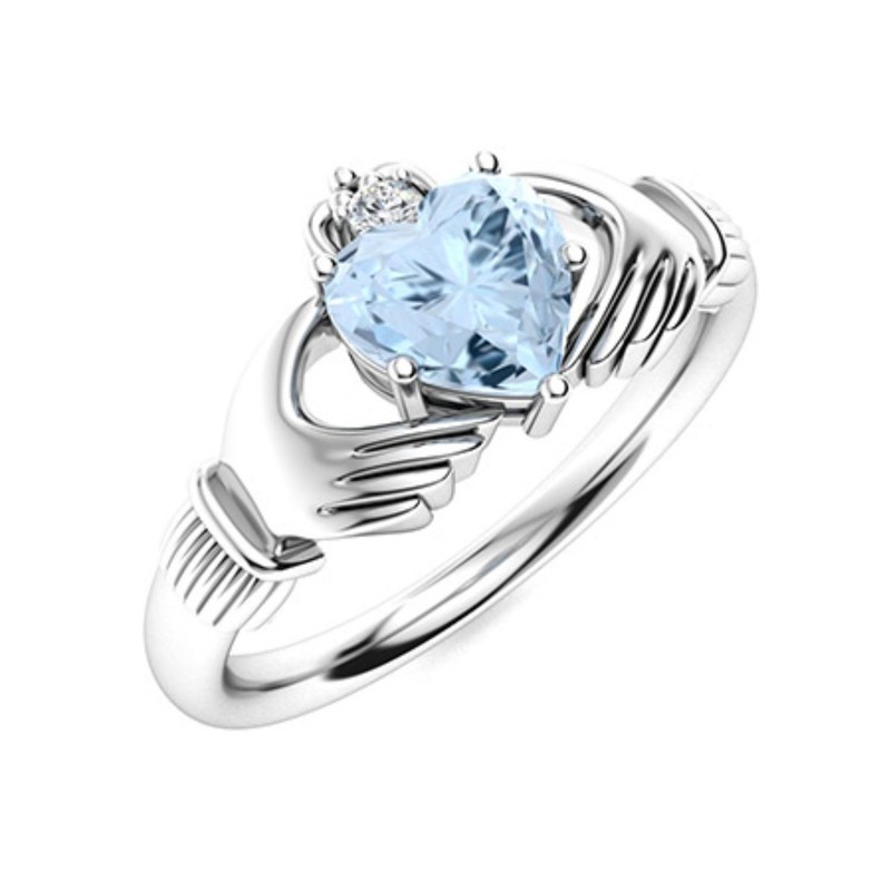 Aquamarine Gemstone Prong Mother New Solitaire Womens day Ring 925 Silver