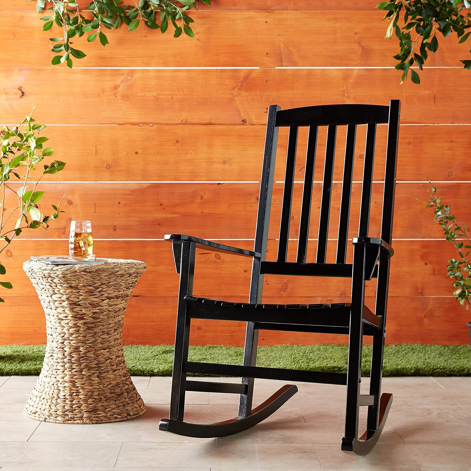 Solid Wood Bentley Porch Rocking Chair, Black