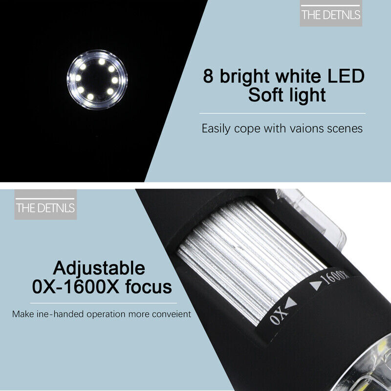 1600X 3-IN-1 Zoom 8 LED USB Microscope Digital Magnifier Endoscope Video Camera