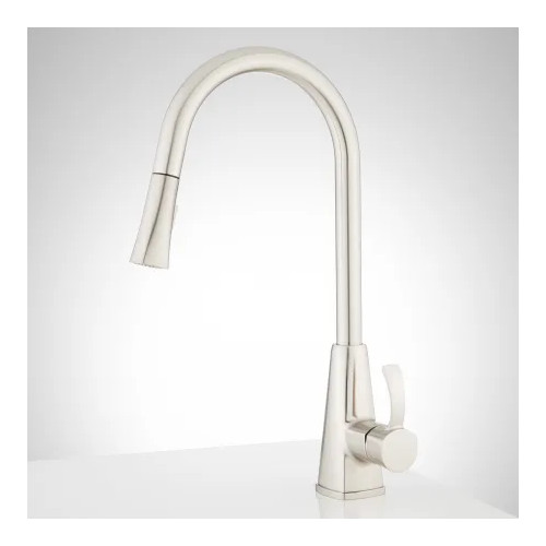 Signature Hardware Rhine Single Hole Pull-Down Kitchen Faucet-Chrome