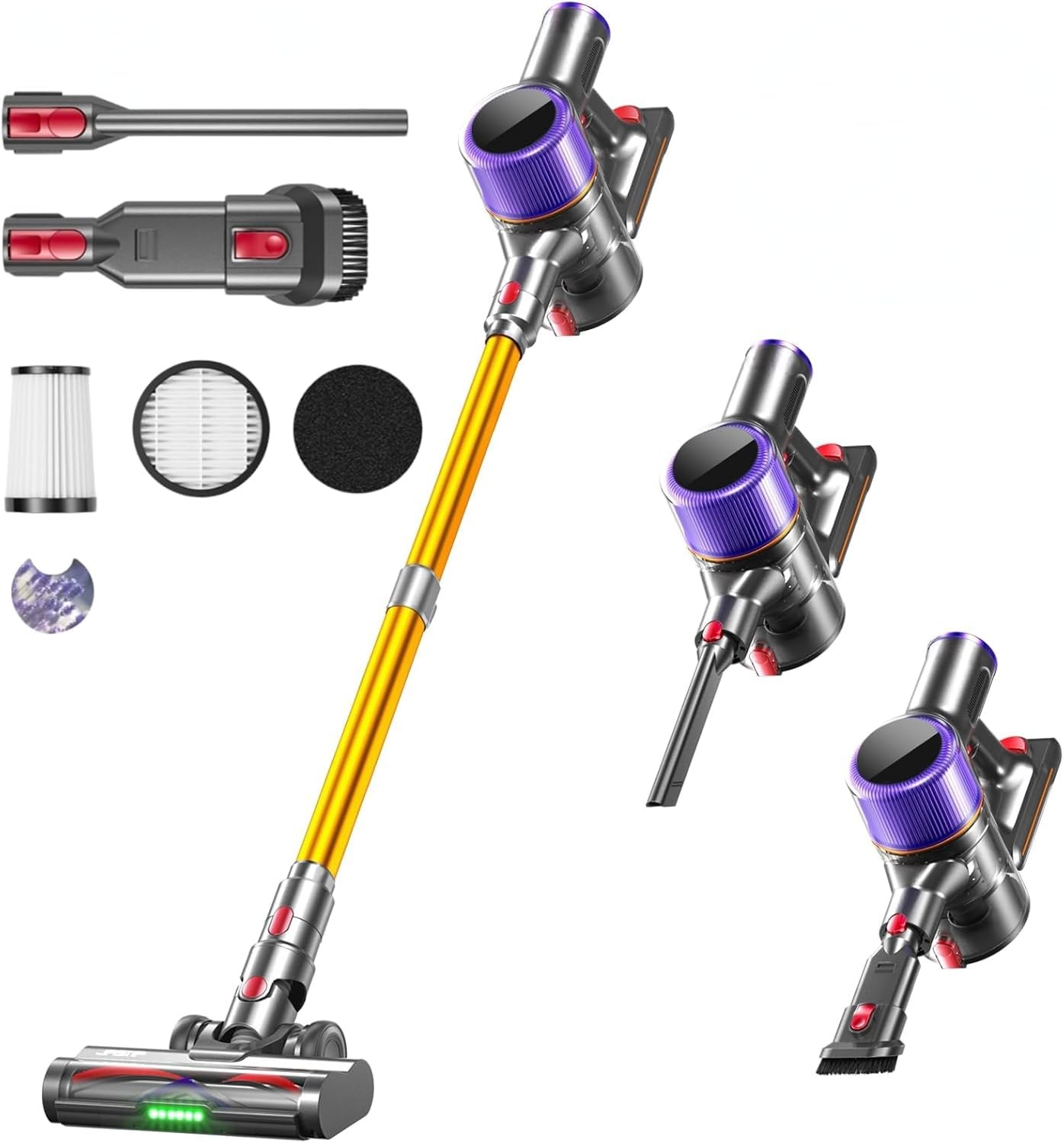 Cordless Vacuum Cleaner, 650 W/55000 Pa/70 Mins Vacuum Cleaners for Home, Ant...
