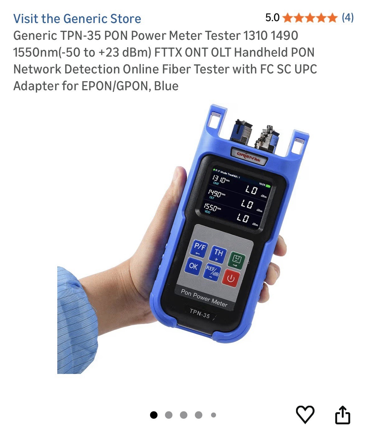 Orientek TPN-35 PON Power Meter 1310/1490/1550nm Handheld SC FC UPC