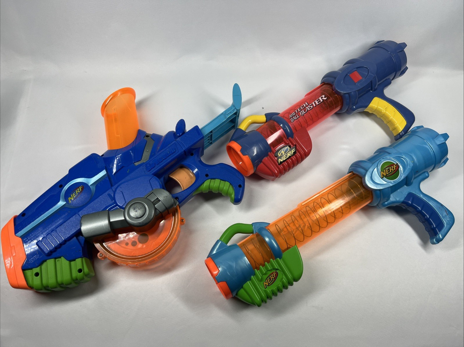 Nerf 3 Ball Blasters Lot, Buzzsaw, Reactor, and Air Tech Ball Blaster (No balls)