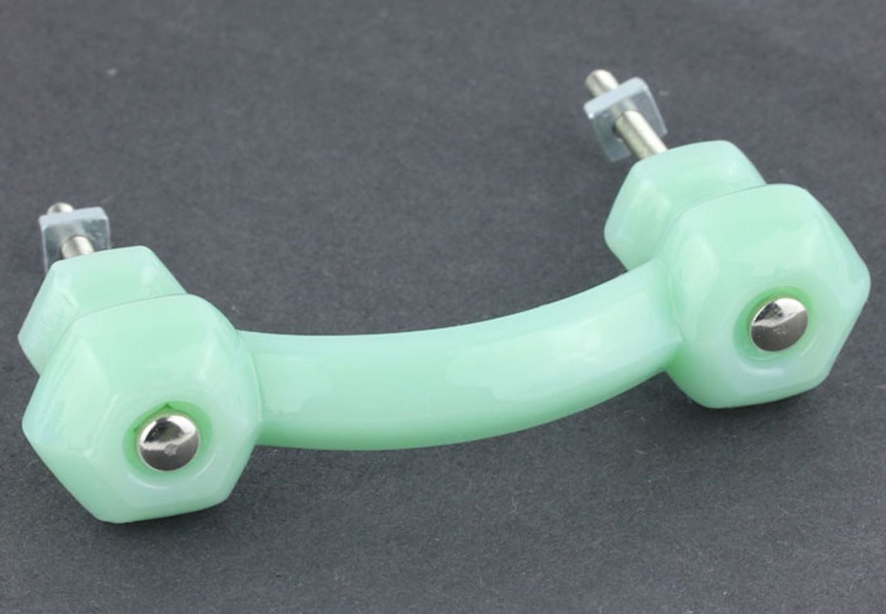 3" Antique Glass Pull Milk Green