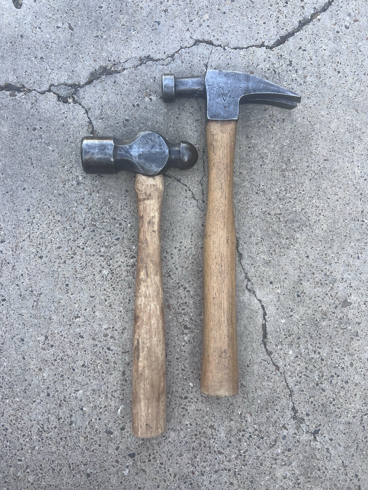 (2) Vintage Keen Kutter Straight Claw Hammer and Ball & Peen Hammer