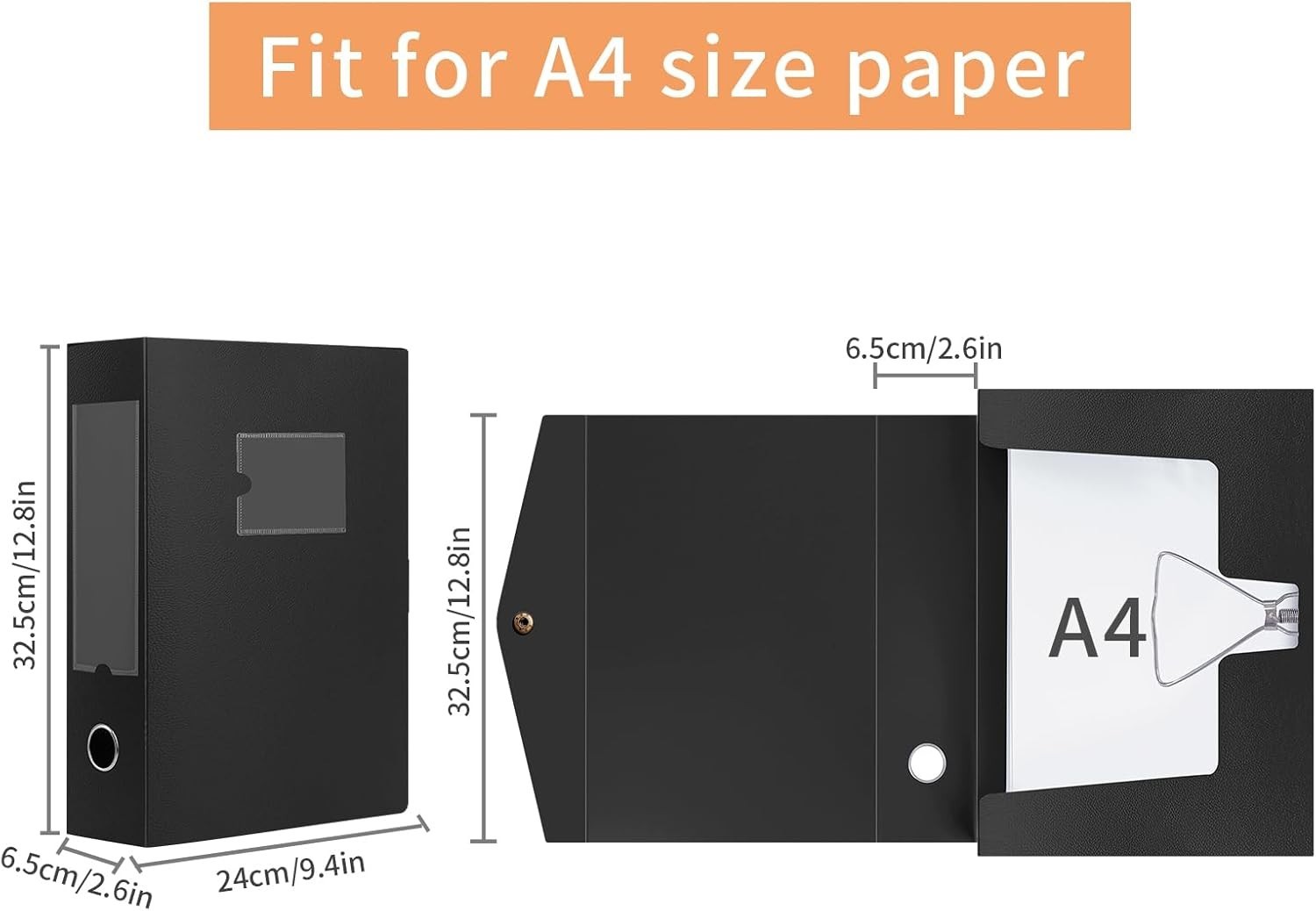 2 Pack A4 Document Storage Boxes with 65mm Spine - Lightweight & Waterproof