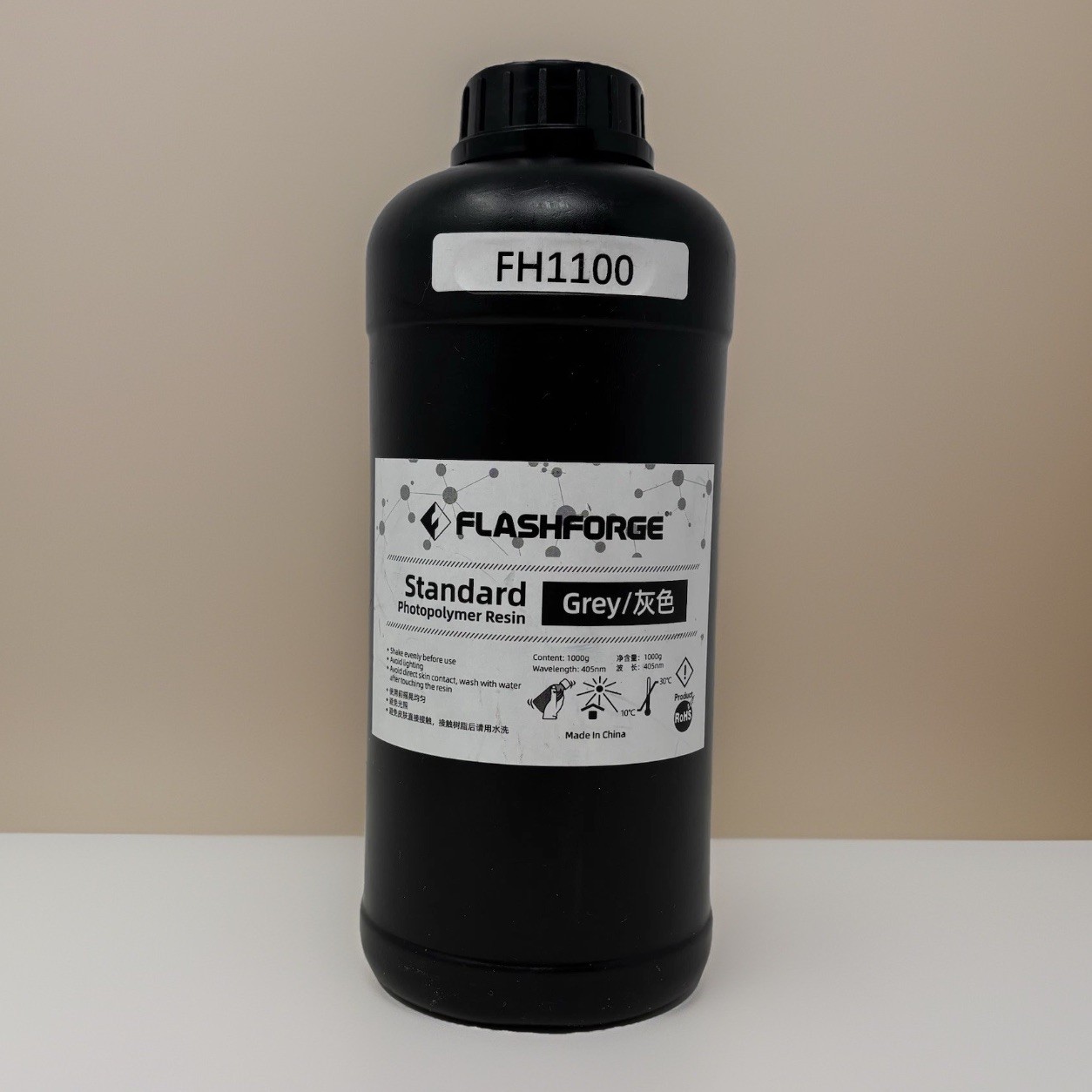 Flashforge LCD 3D Printer 405nm Standard Photopolymer Resin FH1100 Grey NEW