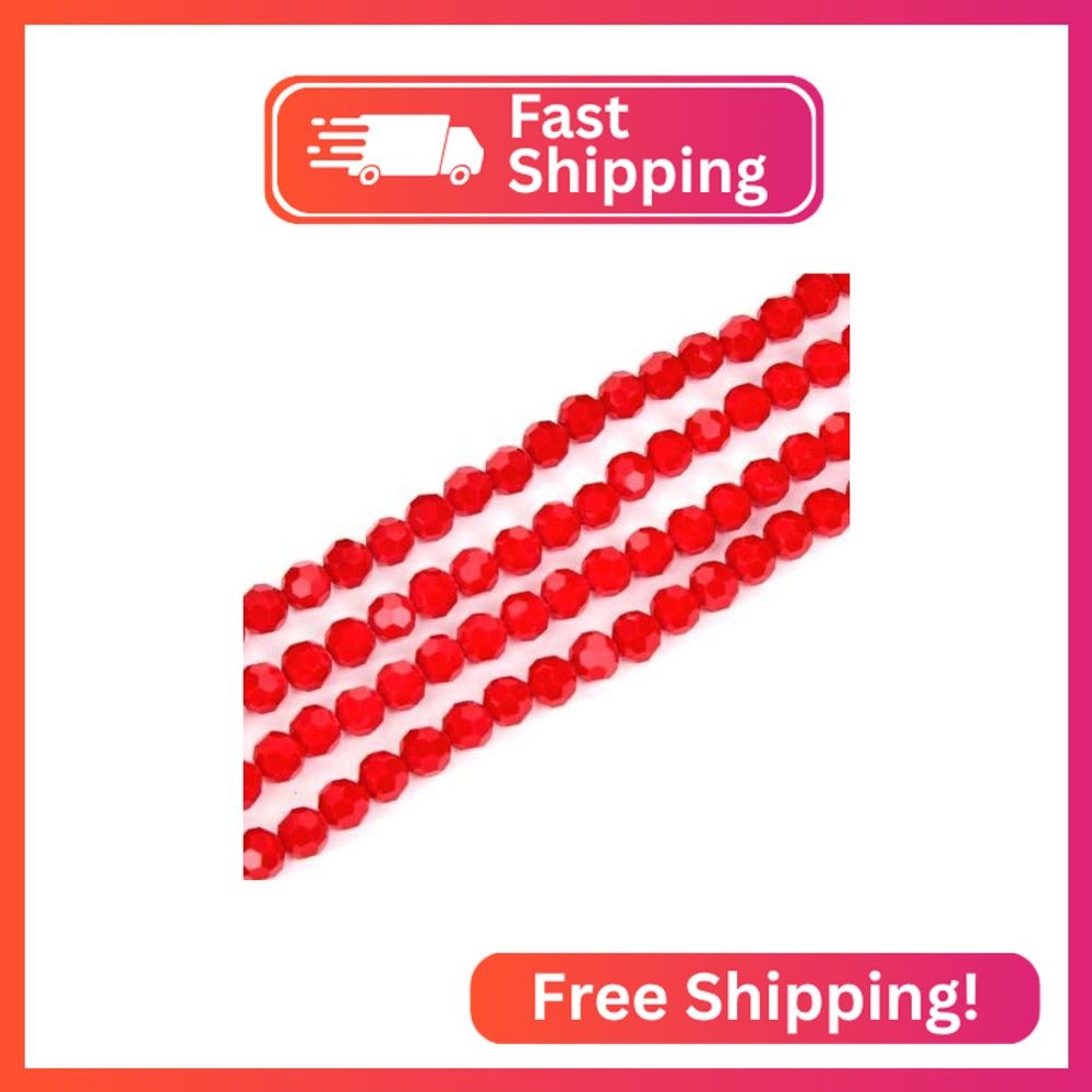 350pcs Czech 8mm Faceted Round Crystal Glass Loose Beads Spacers Bulk Coral Red