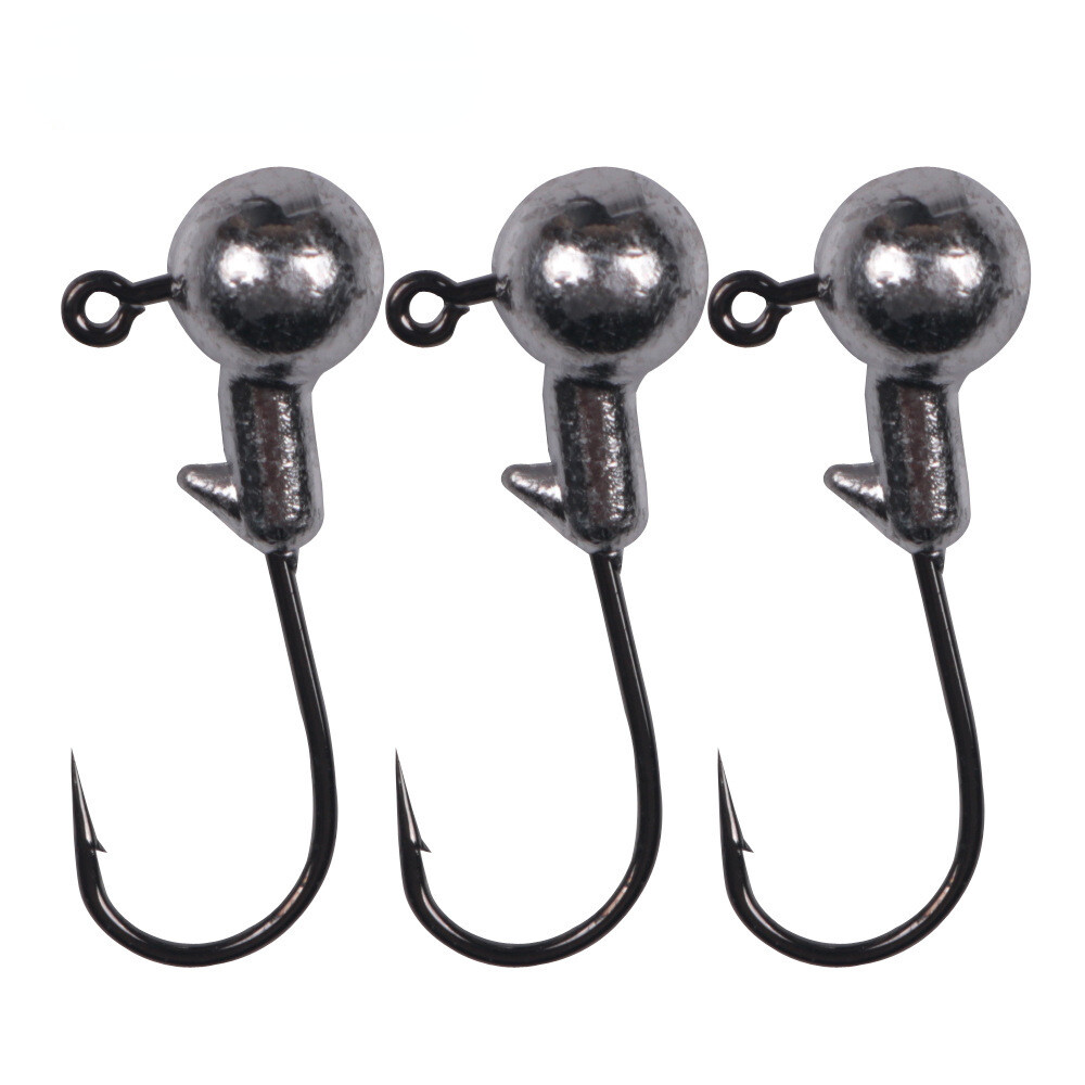 50Pack 1-10g Unpainted Round Ball Lead Jig Heads Hook Striper Bass Swimbait Lure