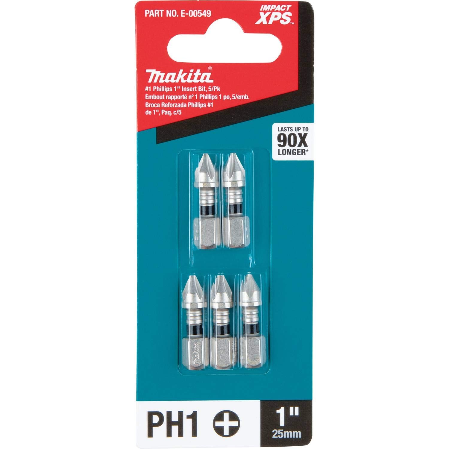 Makita E-00549 Impact XPS™ #1 Phillips 1" Insert Bit, 5/pk