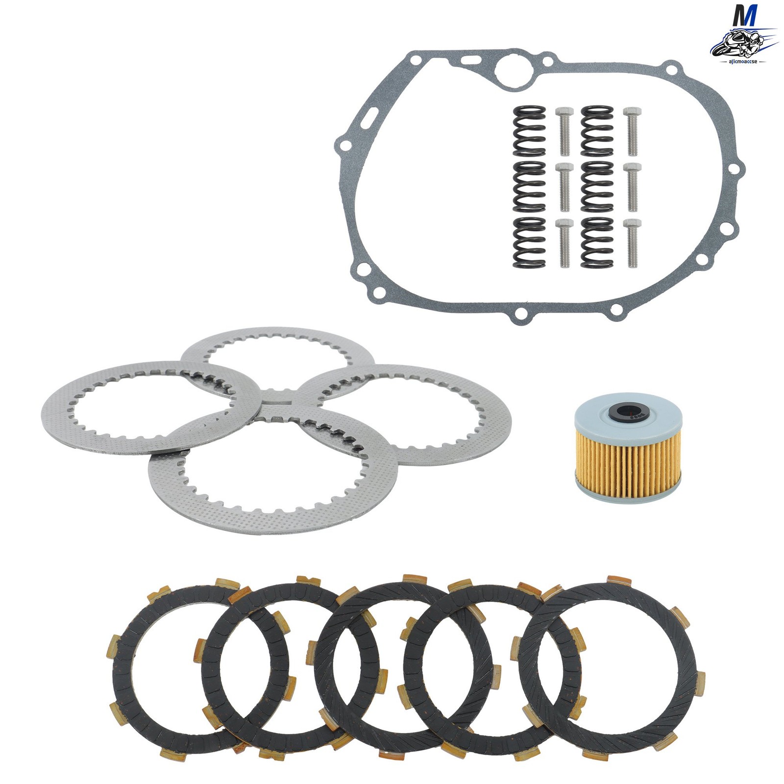 Clutch Friction Plates Kit w/ Springs For Kawasaki KLX110 KLX110L DRZ110