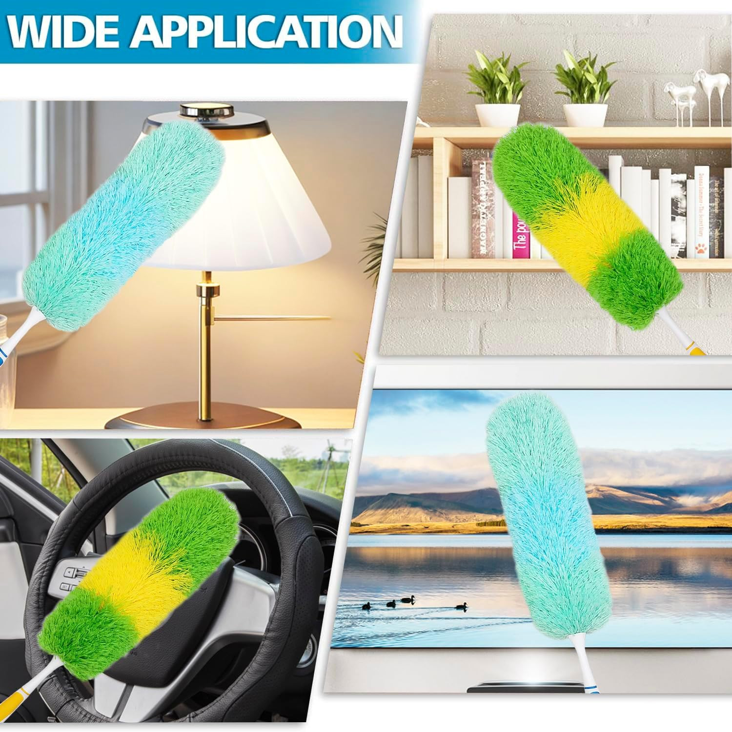 2 Pack 20-inch Microfiber Dusting Dusters with Non-Slip Handles and Bendable Mic