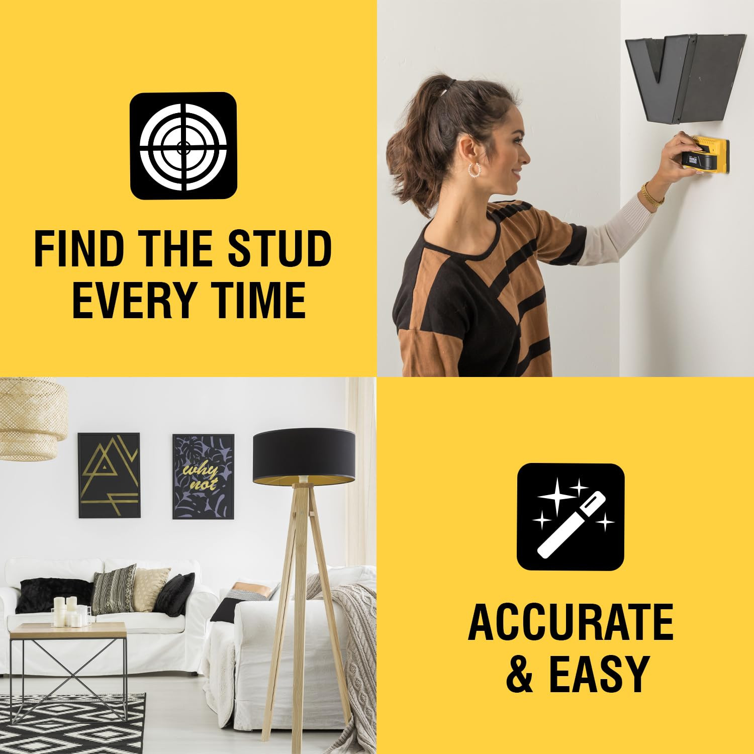 Prosensor M150/X990 Stud Finder with Live Wire Detection | 9-Sensor Wall Scanner