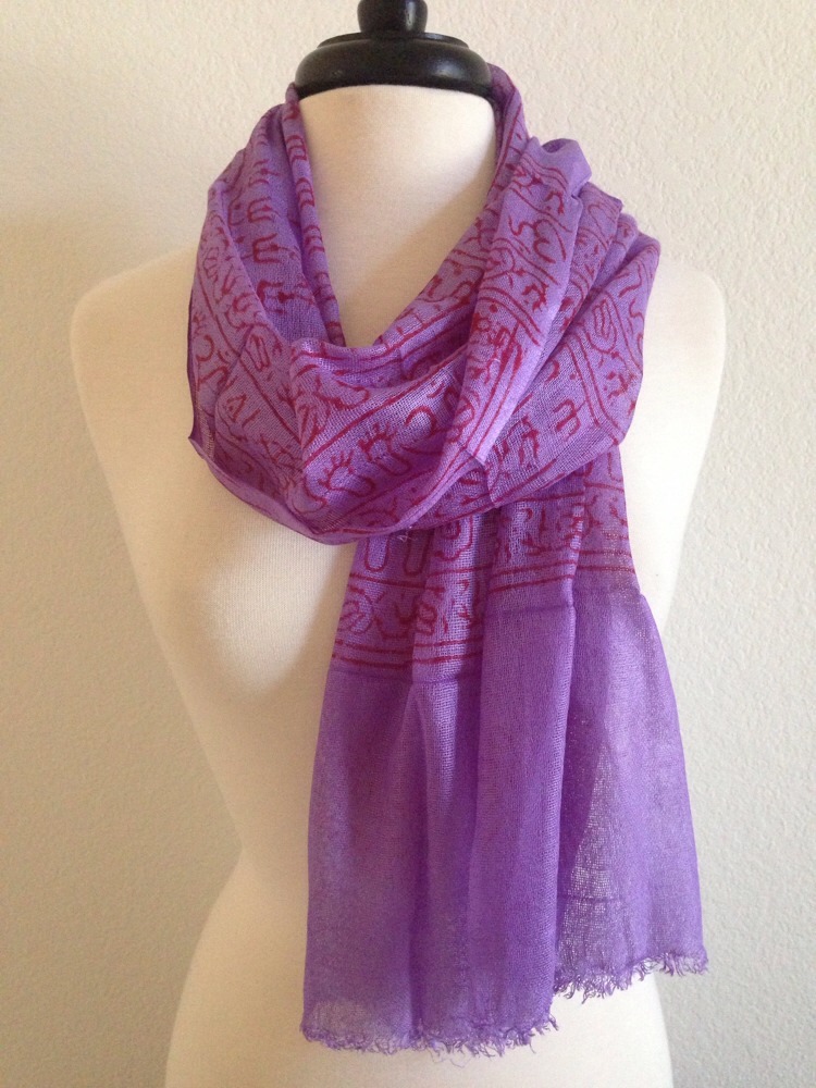 Hippie Om Ganesh Yoga Meditation Scarves Prayer Purple Cotton Light Scarf Nepal