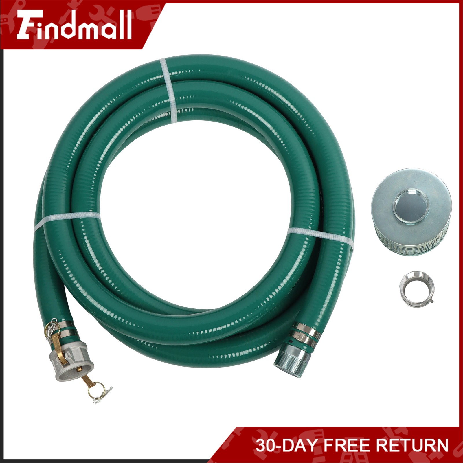 Findmall Discharge Hose Pump Kit Includes 2" x 20' Green PVC Suction Hose