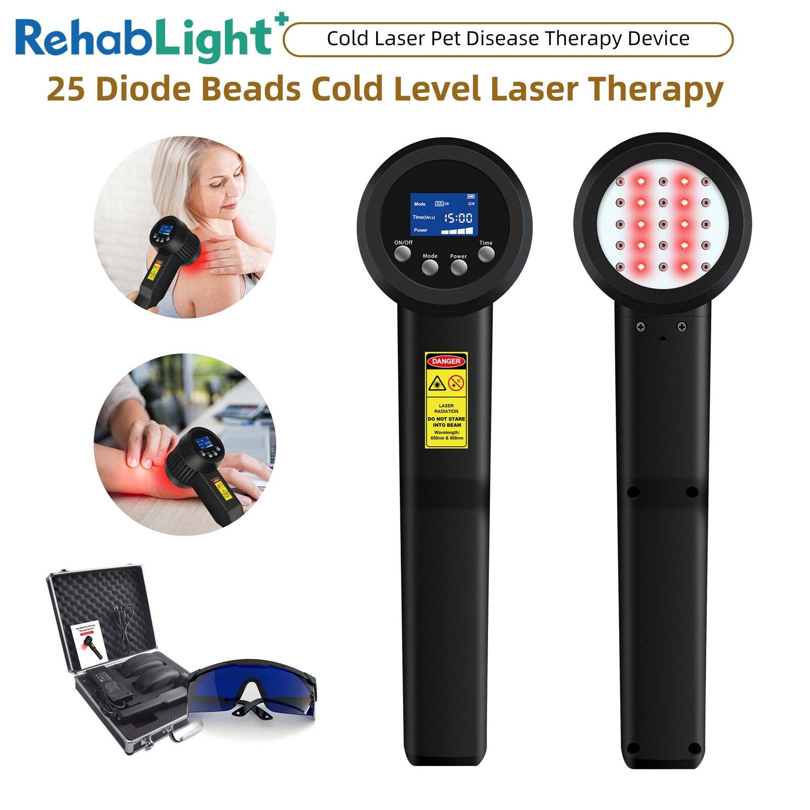 Human Pain Relief Laser 5W/5000mW 650nm & 808nm Cold Therapy Non-Invasive Device