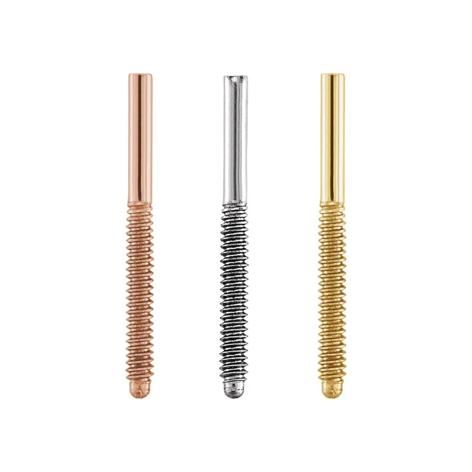 14K Gold Platinum  & Silver Threaded Earring Post .032x.375"