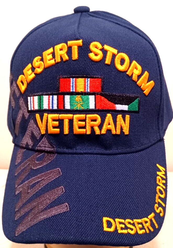 DESERT STORM VETERAN MILITARY CAP NAVYBLUE HAT WITH SHADOW
