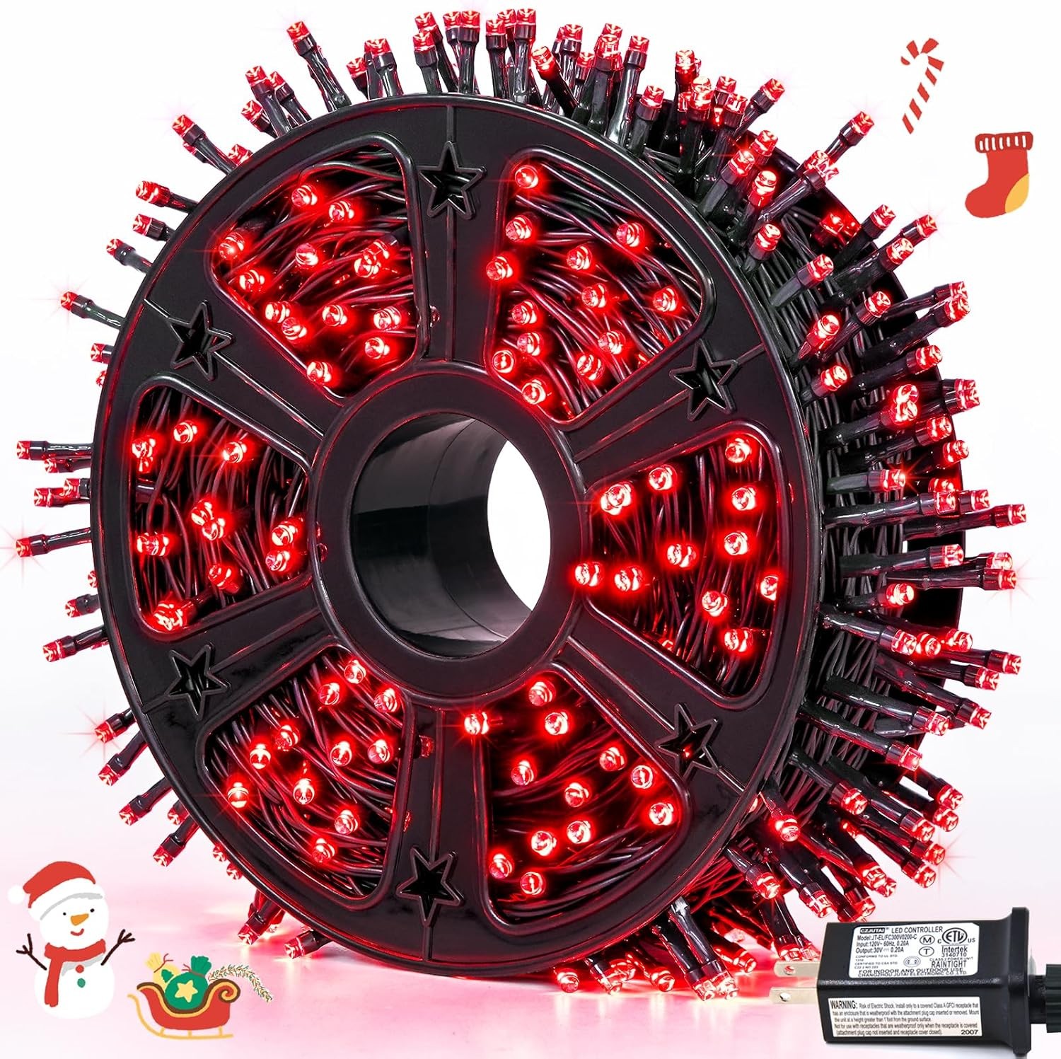 500 LED Red Christmas Lights Outdoor 173ft Christmas Lights Plug in Waterproof 8