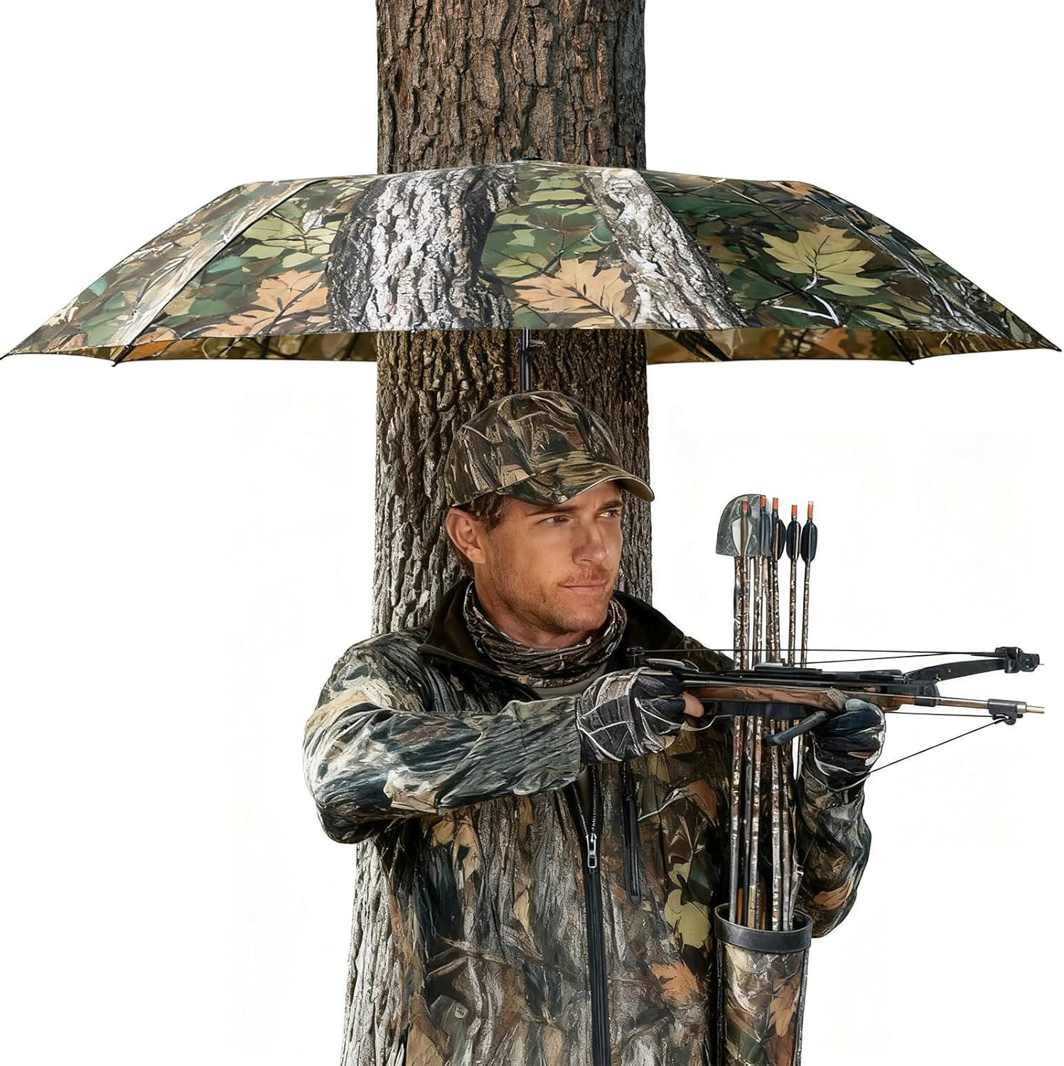 Tree Stand Umbrella, 57" Portable Camo Deer Hunting Accessories for Men, Tree St